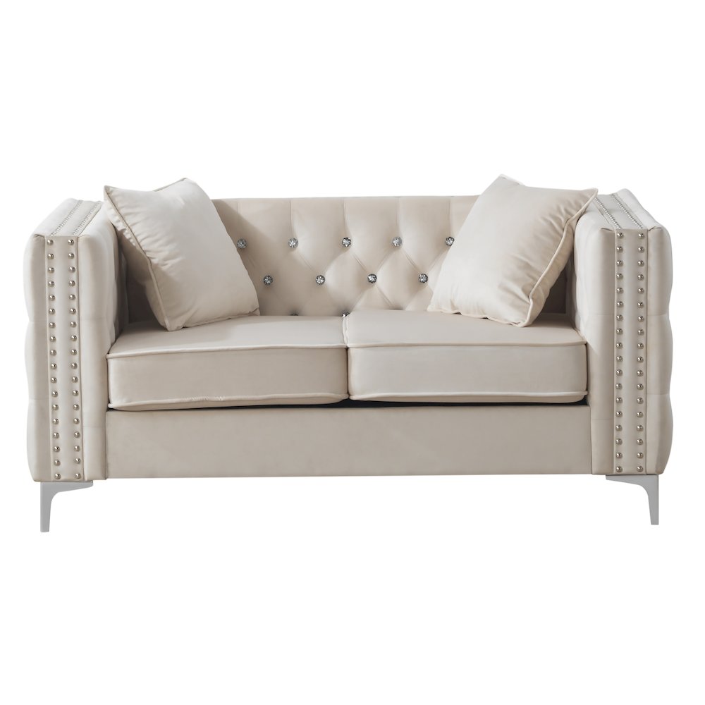 Glory Furniture Paige Loveseat in Ivory Color. Picture 1