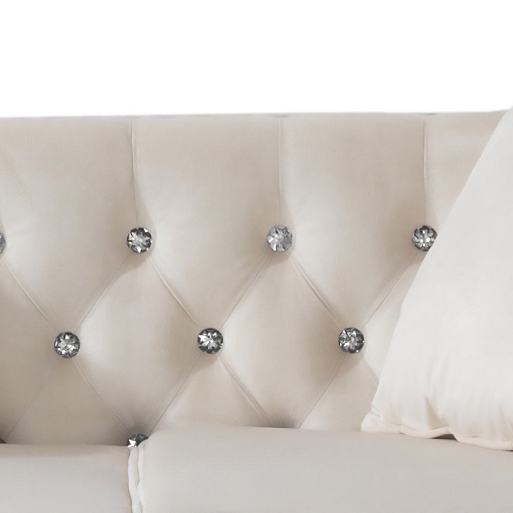 Glory Furniture Paige Loveseat in Ivory Color. Picture 4