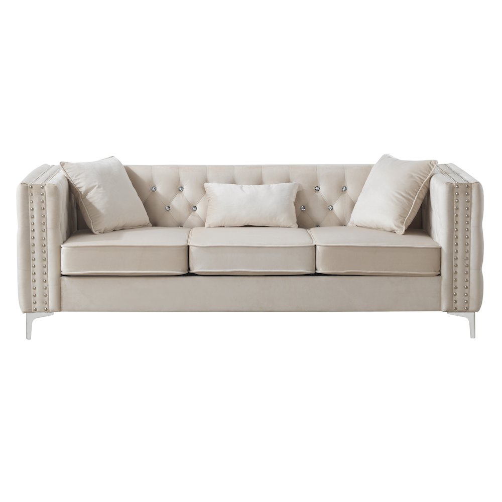 Glory Furniture Paige Sofa in Ivory Color. Picture 1