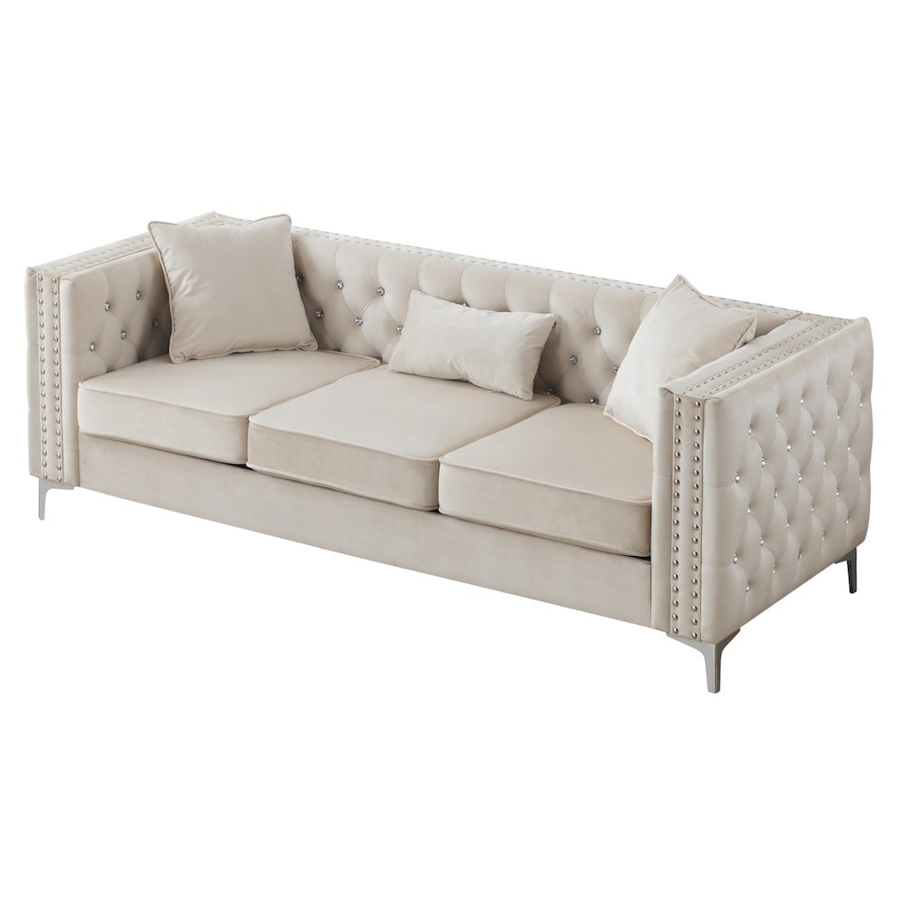Glory Furniture Paige Sofa in Ivory Color. Picture 2