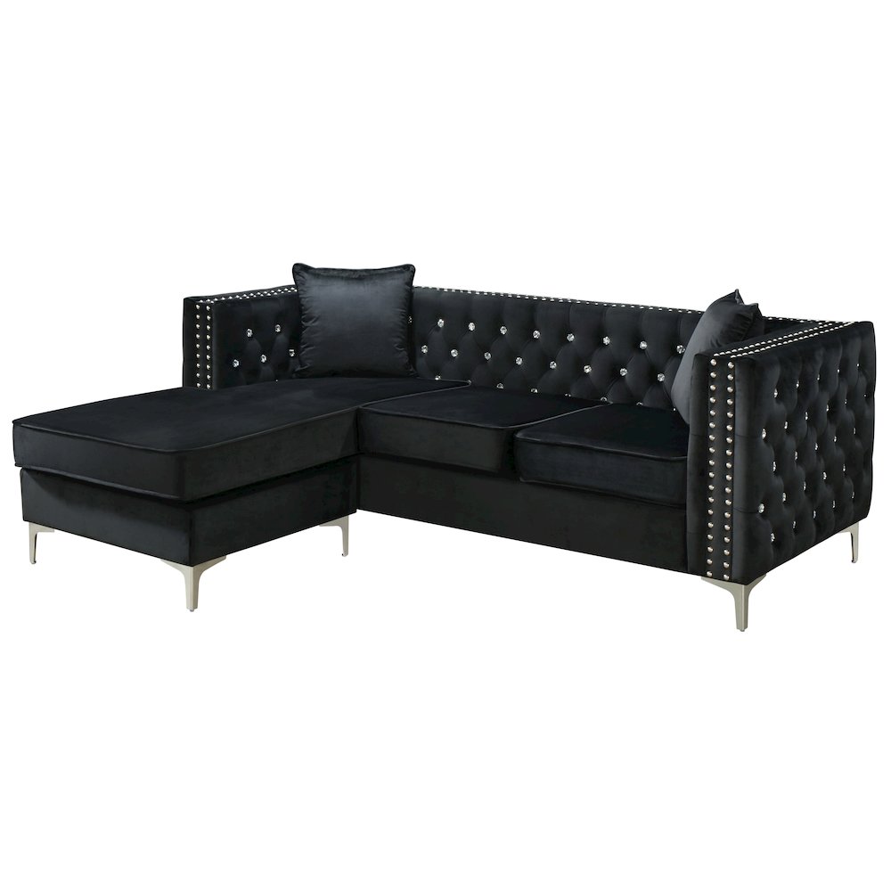 Glory Furniture Paige Sofa Chaise in Black Color. Picture 1