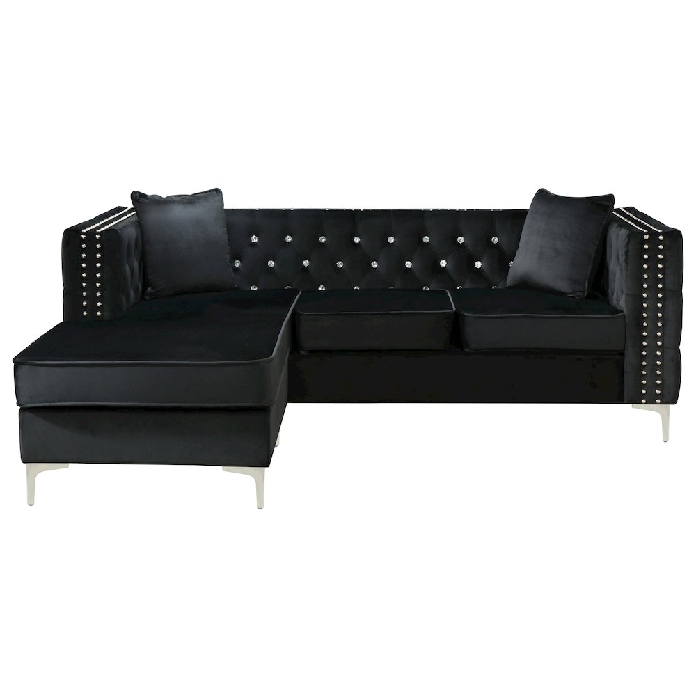 Glory Furniture Paige Sofa Chaise in Black Color. Picture 2