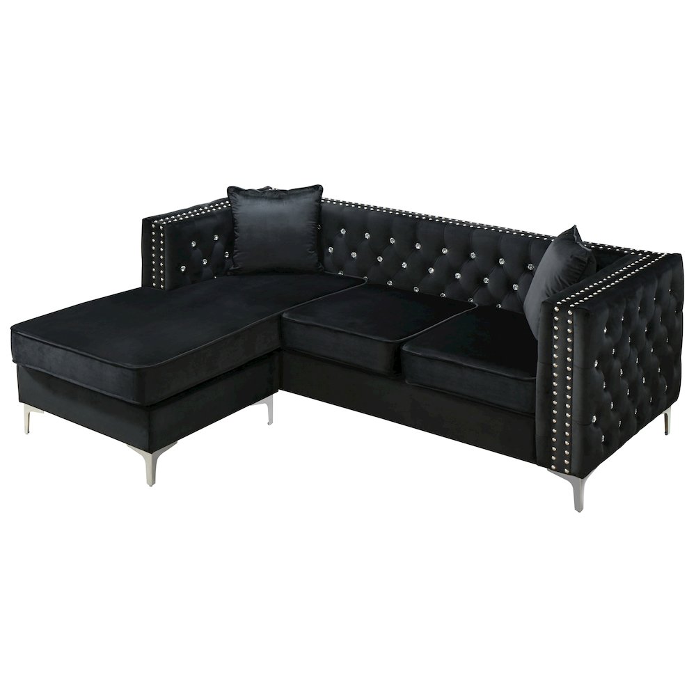 Glory Furniture Paige Sofa Chaise in Black Color. Picture 3