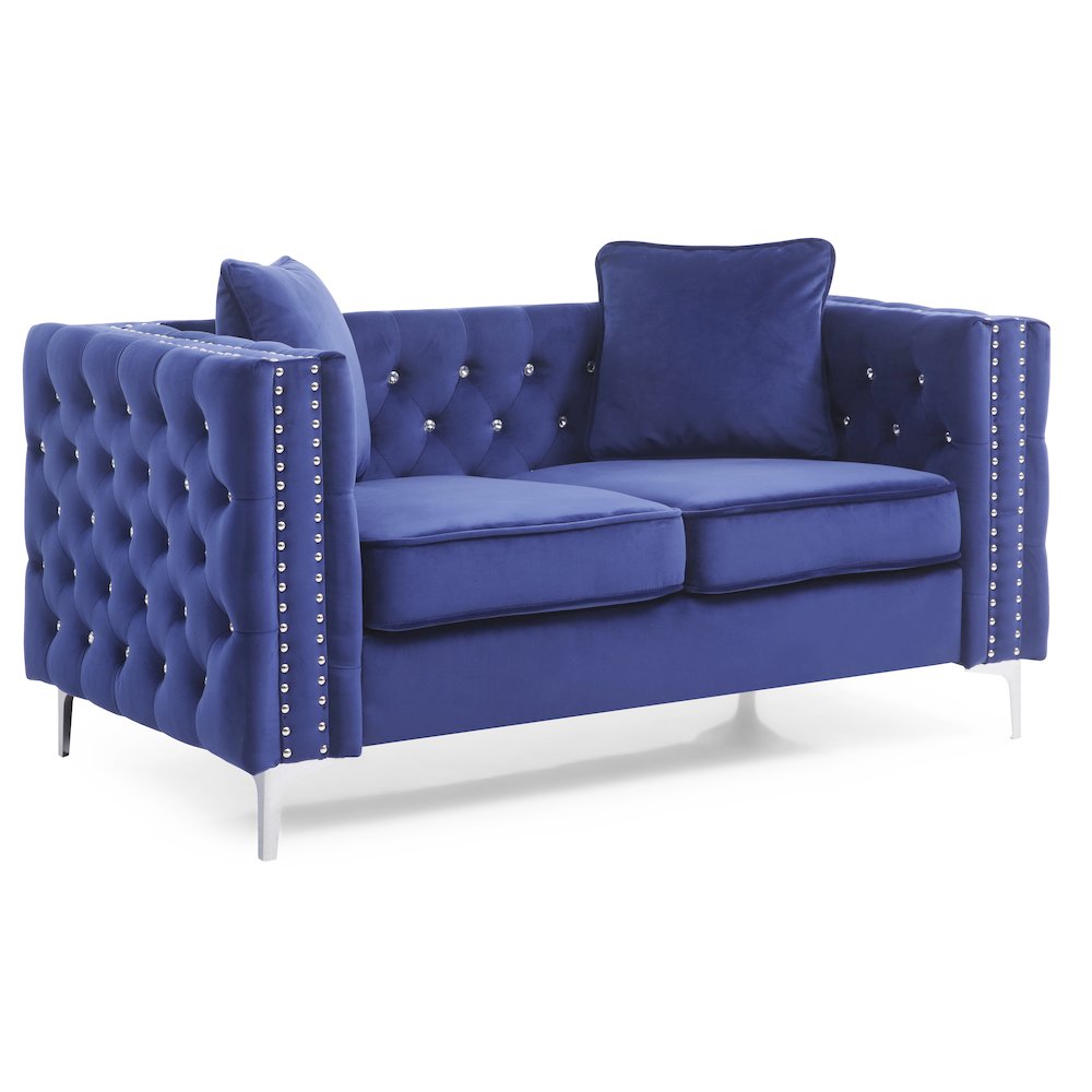 Glory Furniture Paige Loveseat in Blue Color. Picture 1