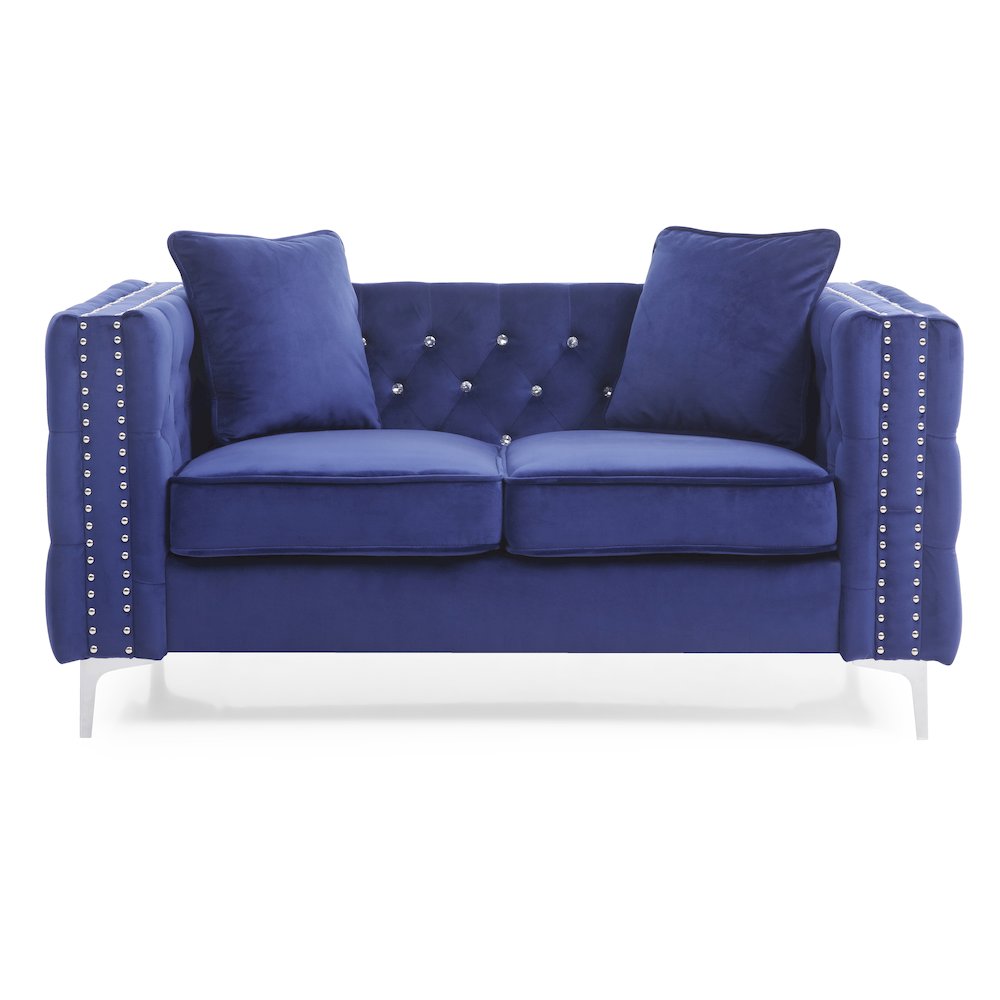 Glory Furniture Paige Loveseat in Blue Color. Picture 2