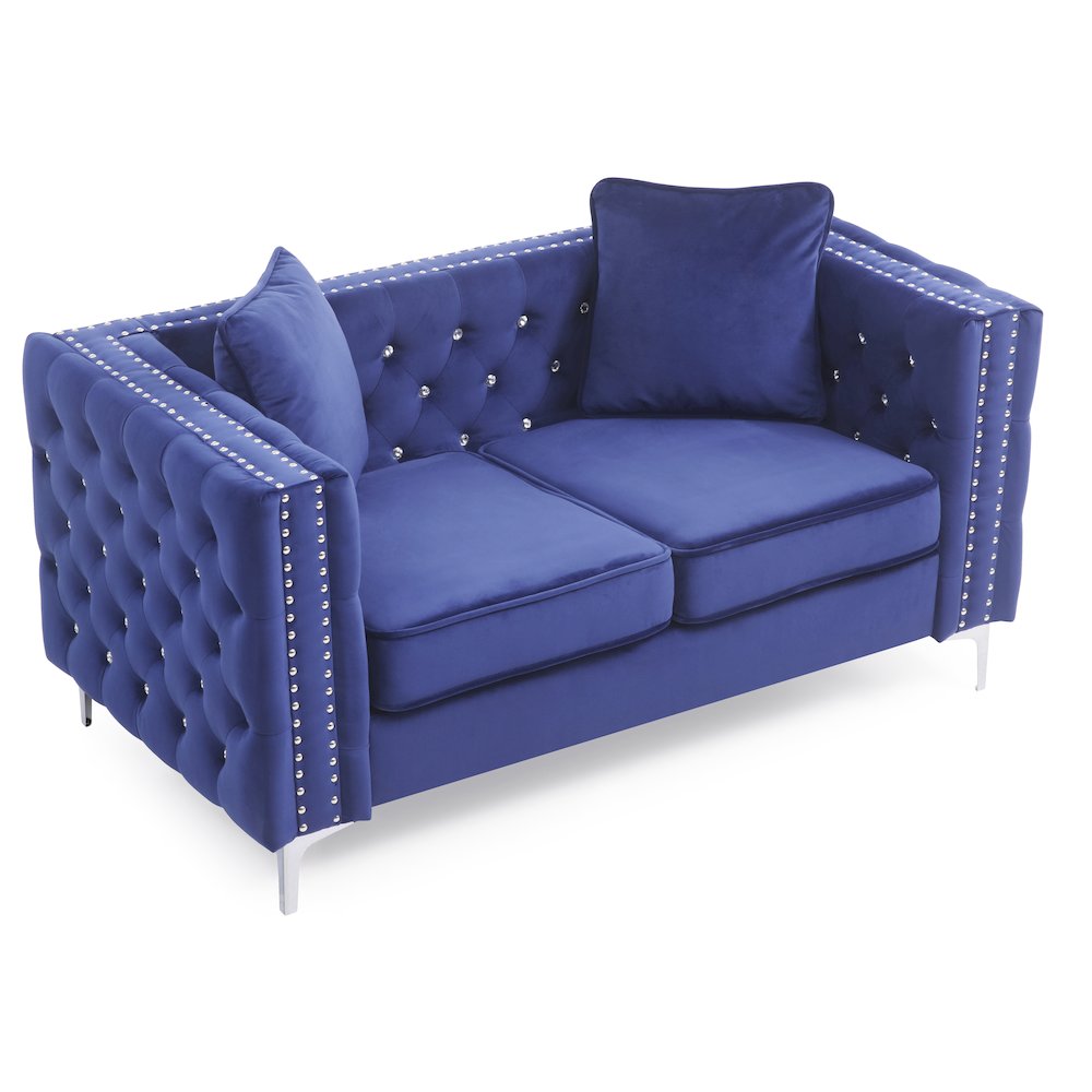 Glory Furniture Paige Loveseat in Blue Color. Picture 3