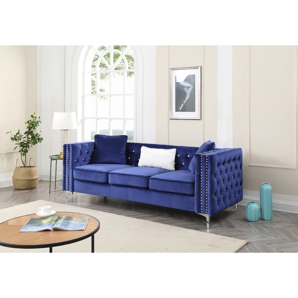 Glory Furniture Paige Sofa in Blue Color. Picture 5