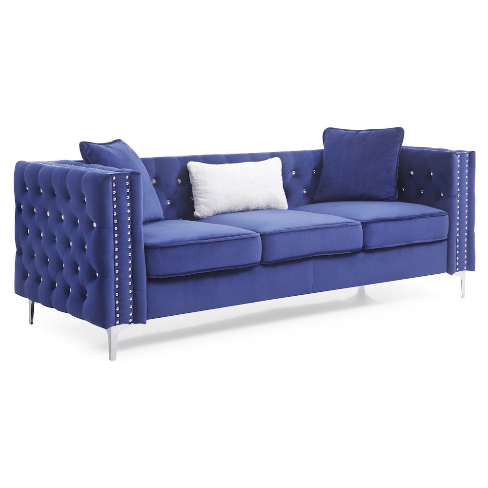 Glory Furniture Paige Sofa in Blue Color. Picture 1