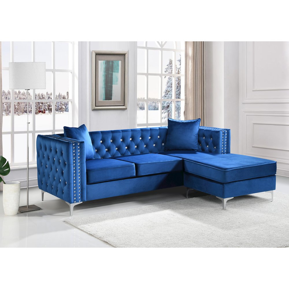 Glory Furniture Paige Sofa Chaise in Blue Color. Picture 5
