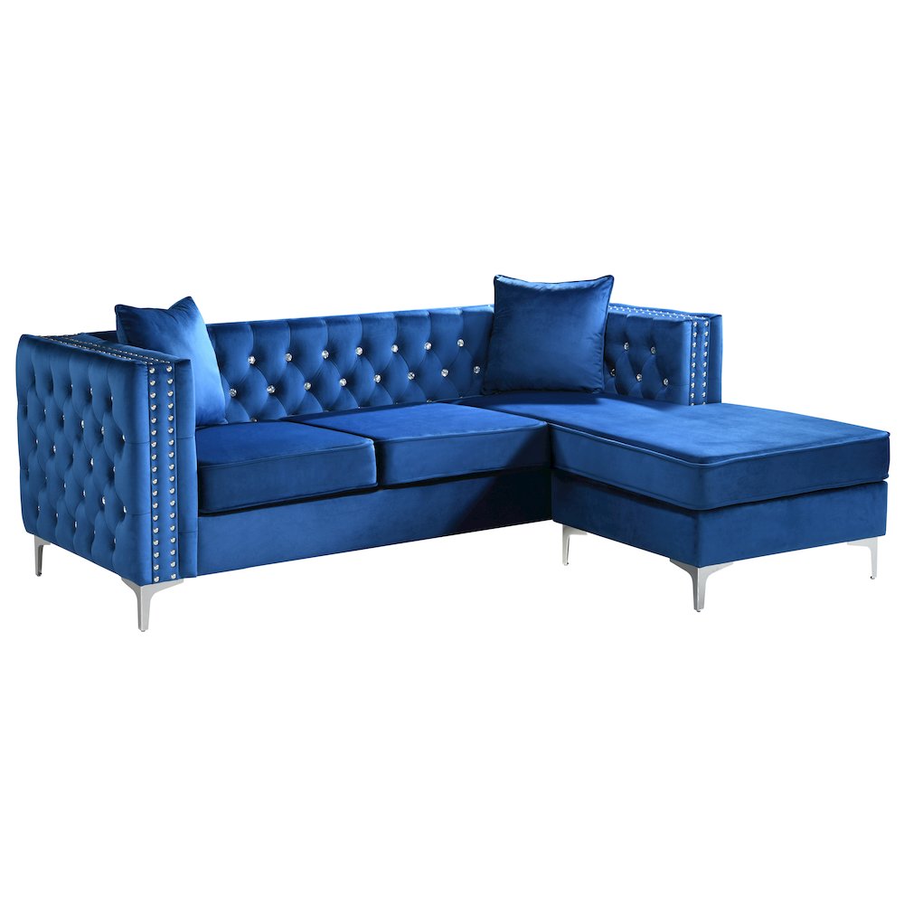 Glory Furniture Paige Sofa Chaise in Blue Color. Picture 1
