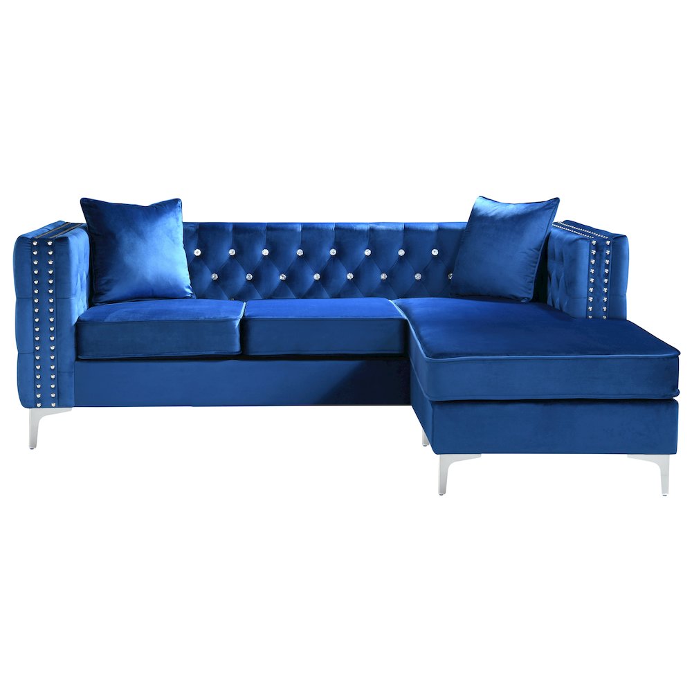 Glory Furniture Paige Sofa Chaise in Blue Color. Picture 2