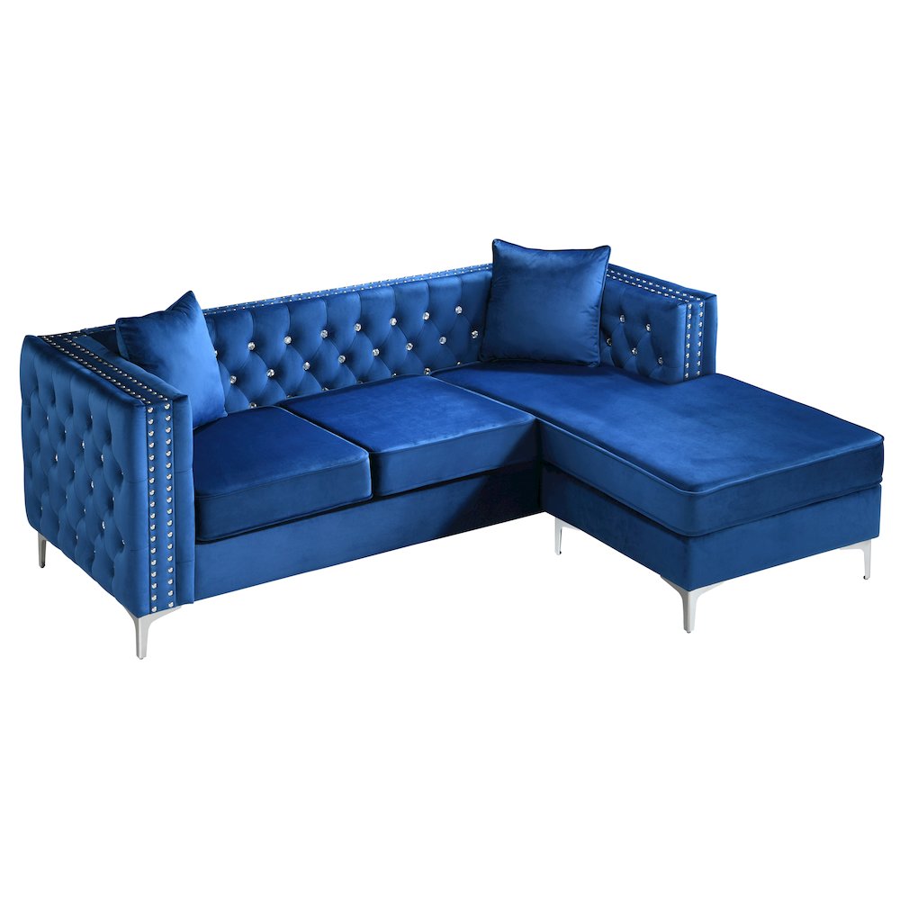 Glory Furniture Paige Sofa Chaise in Blue Color. Picture 3