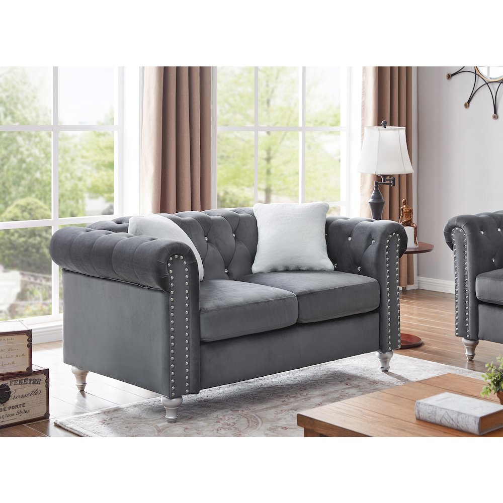 Glory Furniture Raisa Loveseat in Gray Color. Picture 5