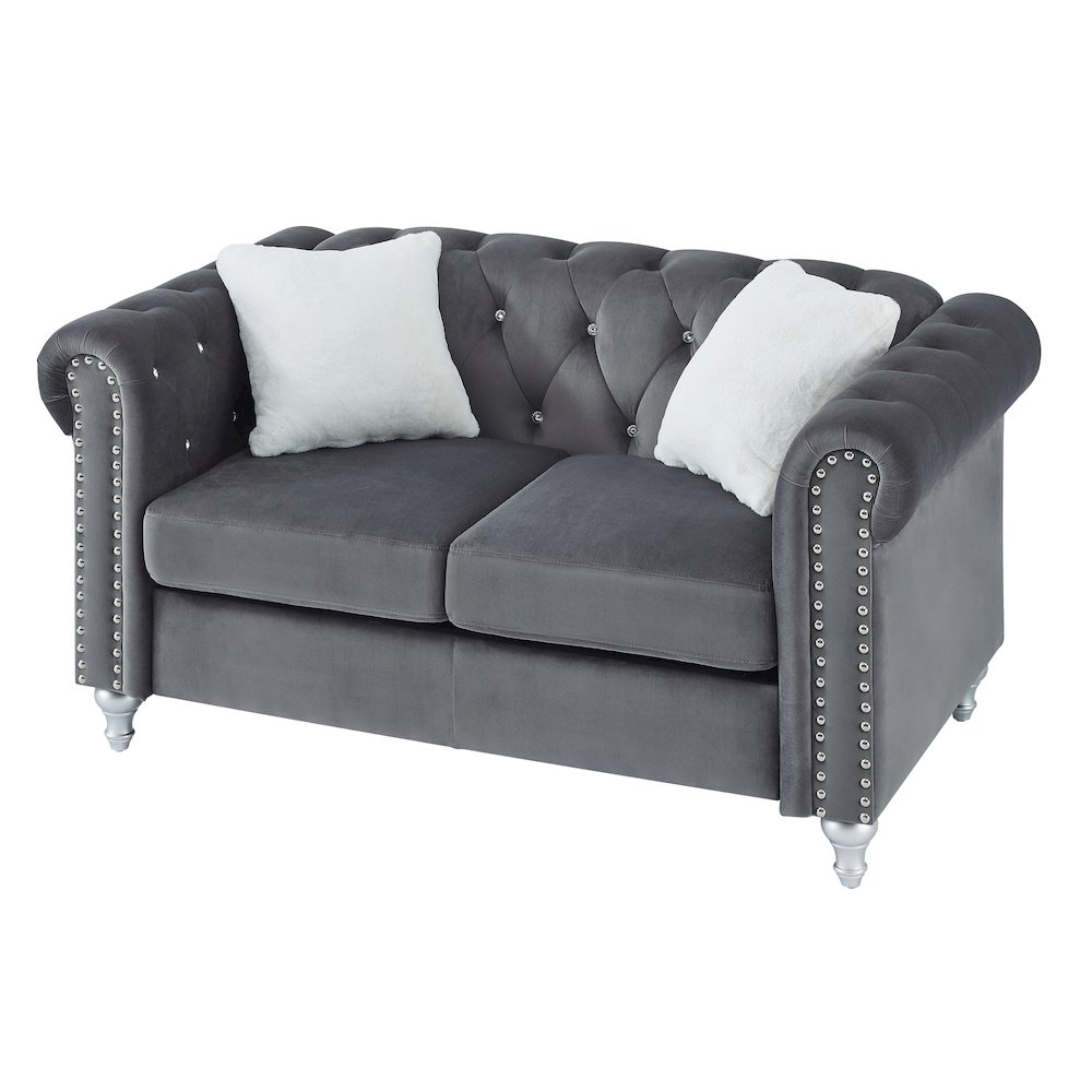 Glory Furniture Raisa Loveseat in Gray Color. Picture 3