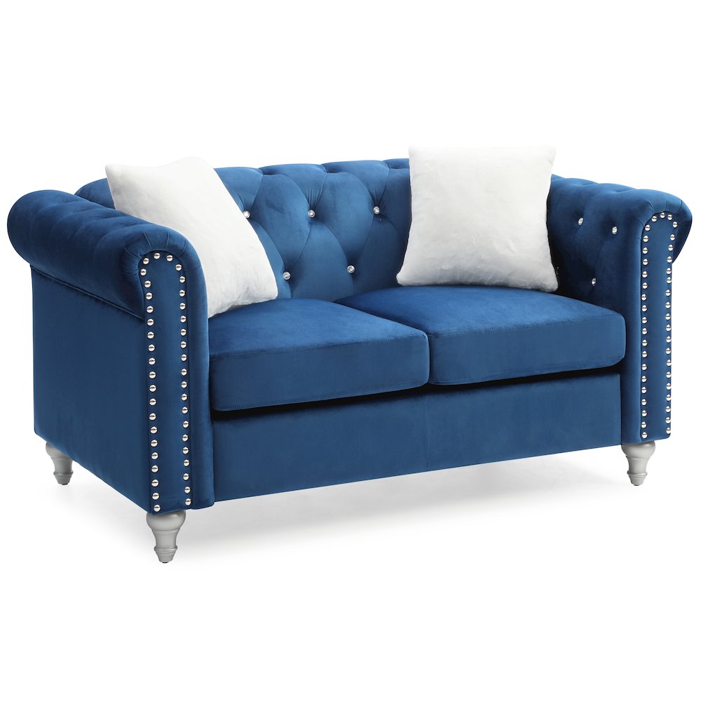 Glory Furniture Raisa Loveseat in Navy Blue Color. Picture 1