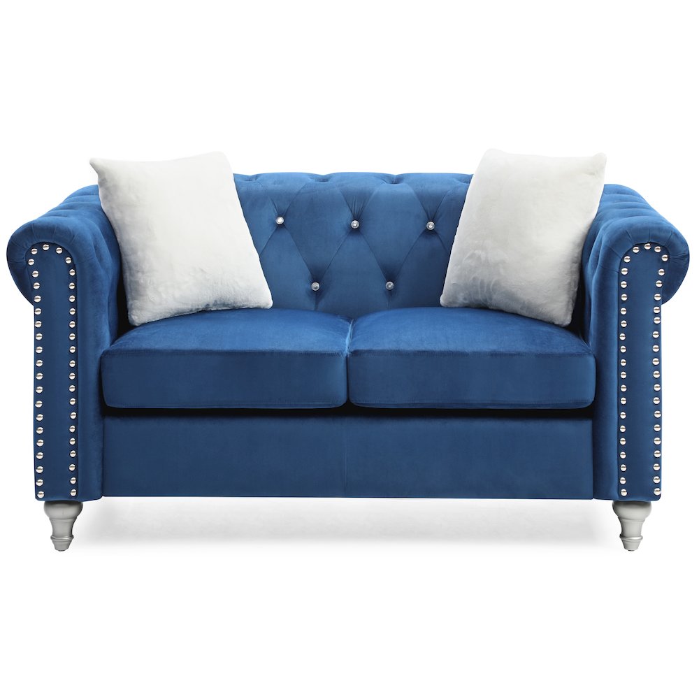 Glory Furniture Raisa Loveseat in Navy Blue Color. Picture 2