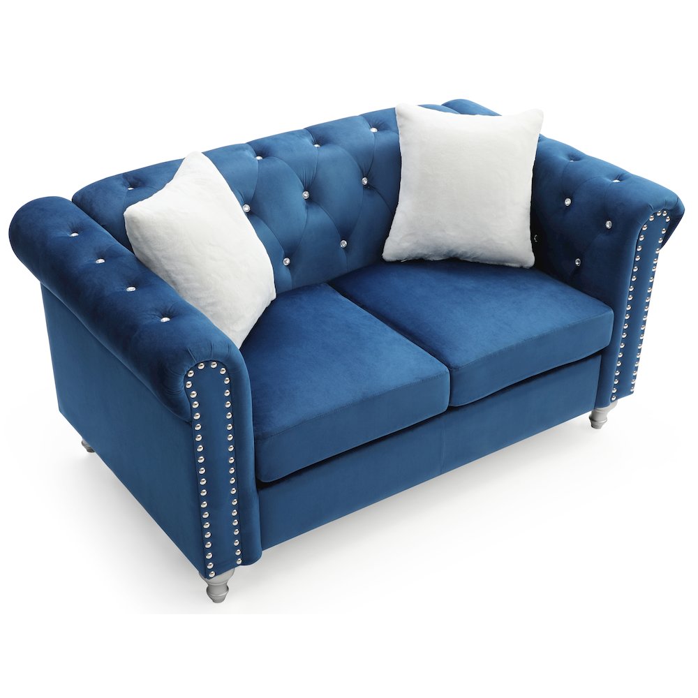 Glory Furniture Raisa Loveseat in Navy Blue Color. Picture 3