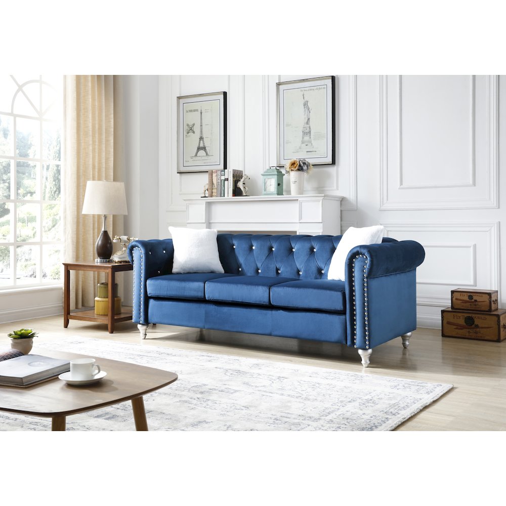 Glory Furniture Raisa Sofa in Navy Blue Color. Picture 5
