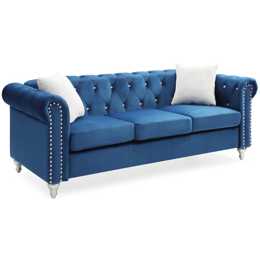 Glory Furniture Raisa Sofa in Navy Blue Color. Picture 1