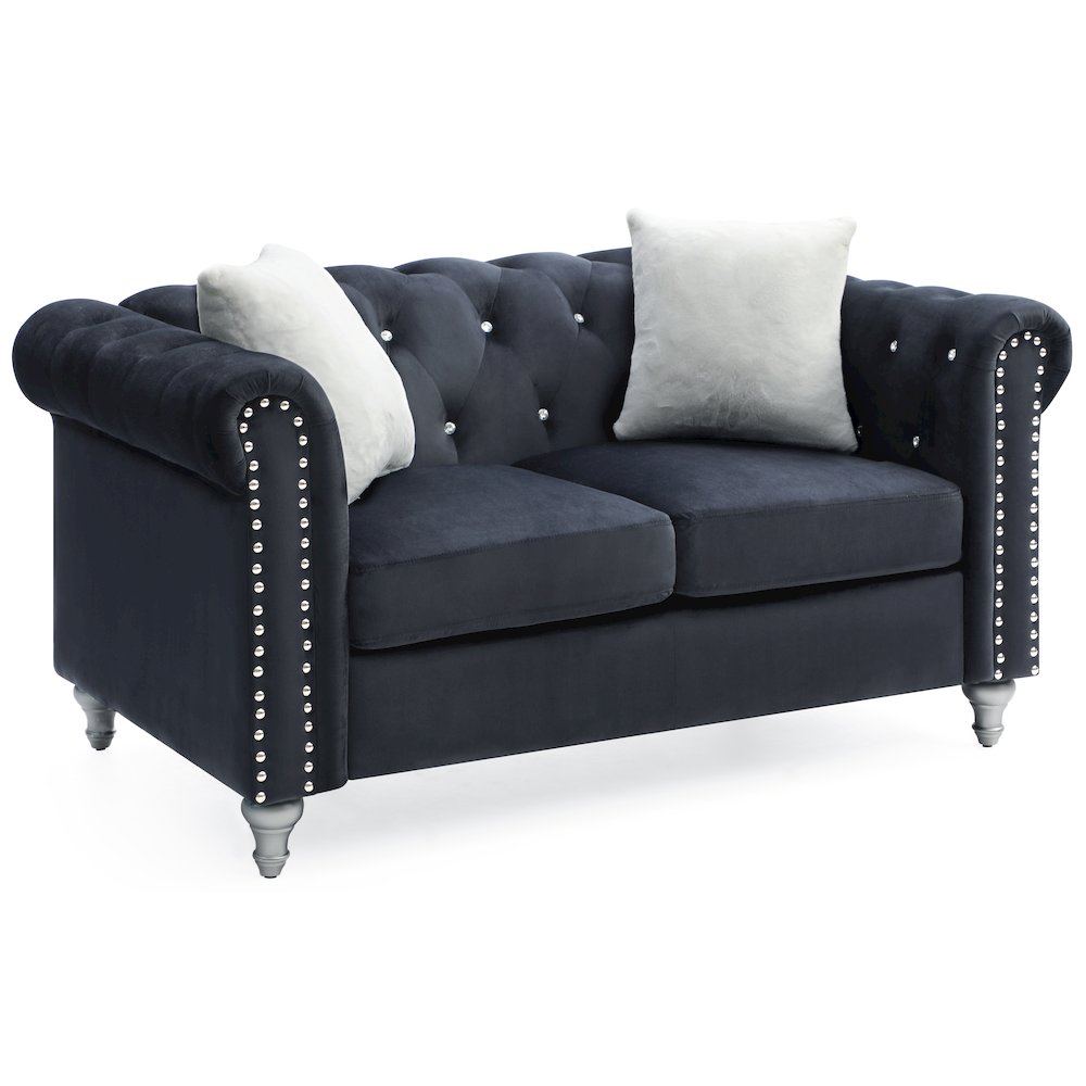 Glory Furniture Raisa Loveseat in Black Color. Picture 1