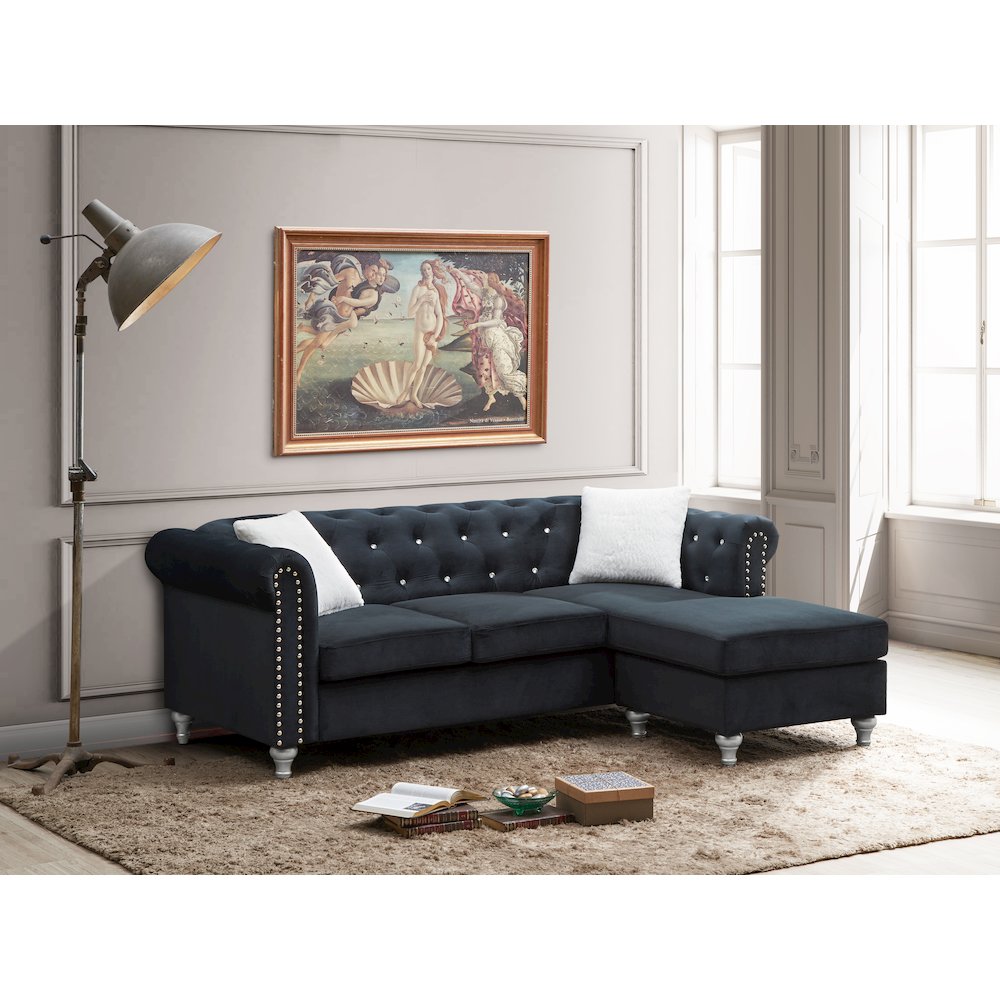 Glory Furniture Raisa Sofa Chaise in Black Color. Picture 5