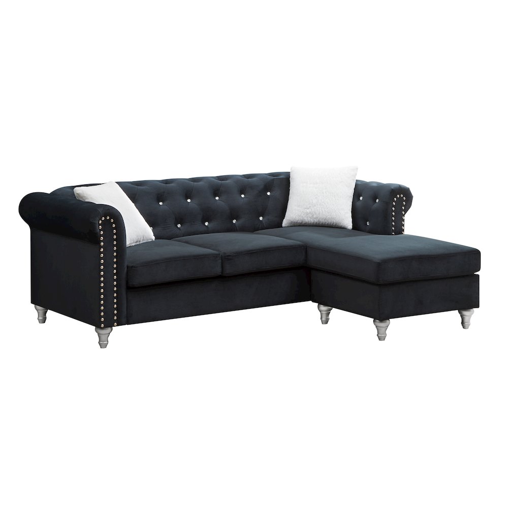 Glory Furniture Raisa Sofa Chaise in Black Color. Picture 1