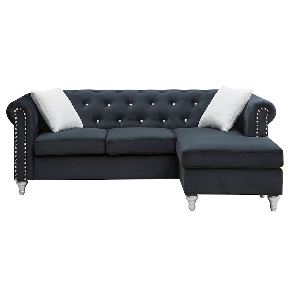 Glory Furniture Raisa Sofa Chaise in Black Color. Picture 2