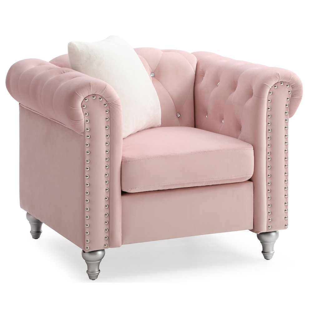 Glory Furniture Raisa Accent Chair in Pink Color. Picture 2
