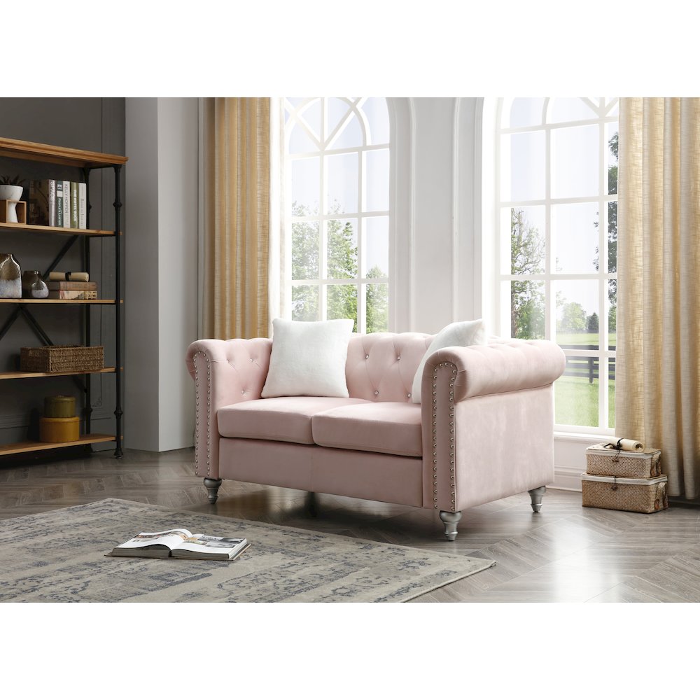 Glory Furniture Raisa Loveseat in Pink Color. Picture 5