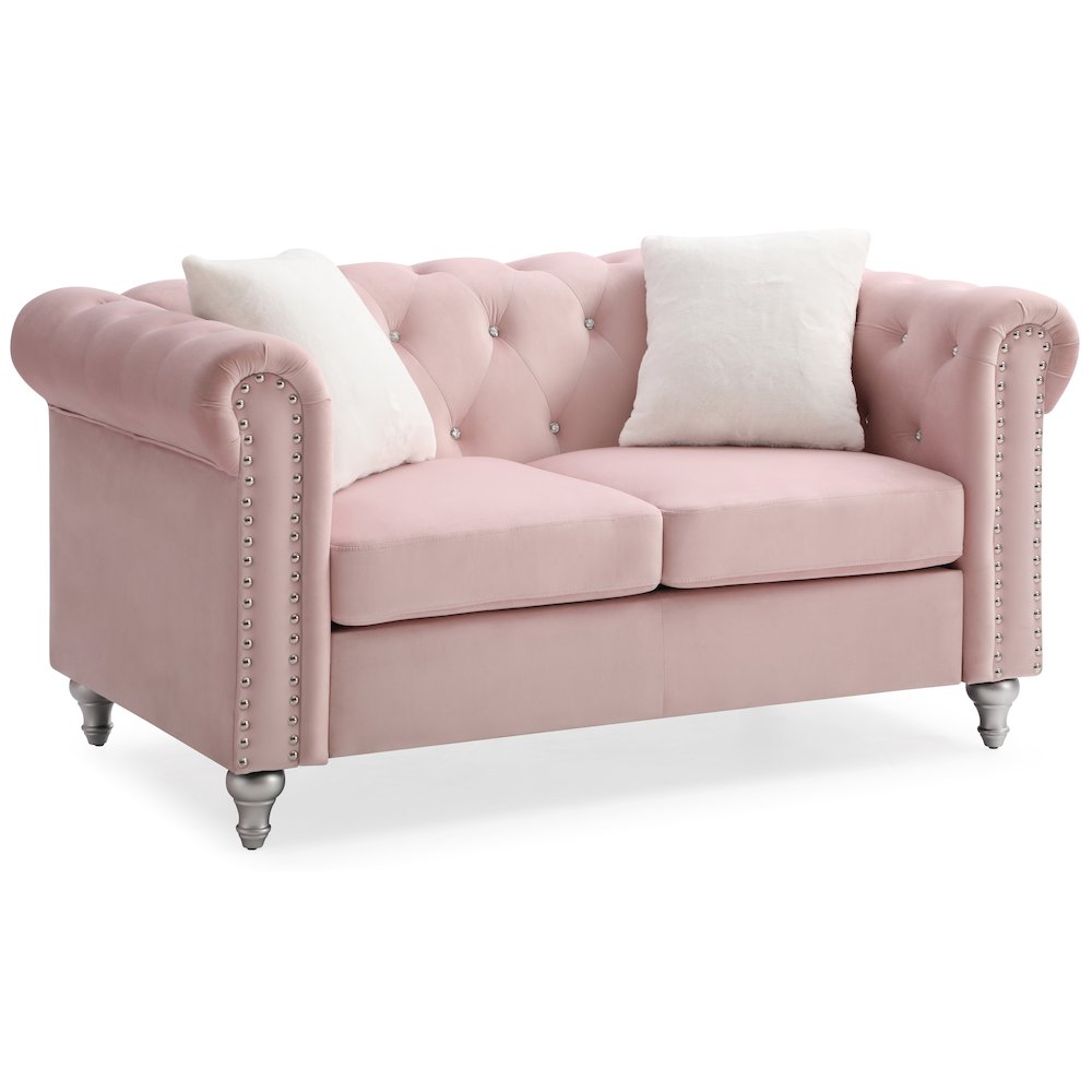 Glory Furniture Raisa Loveseat in Pink Color. Picture 2