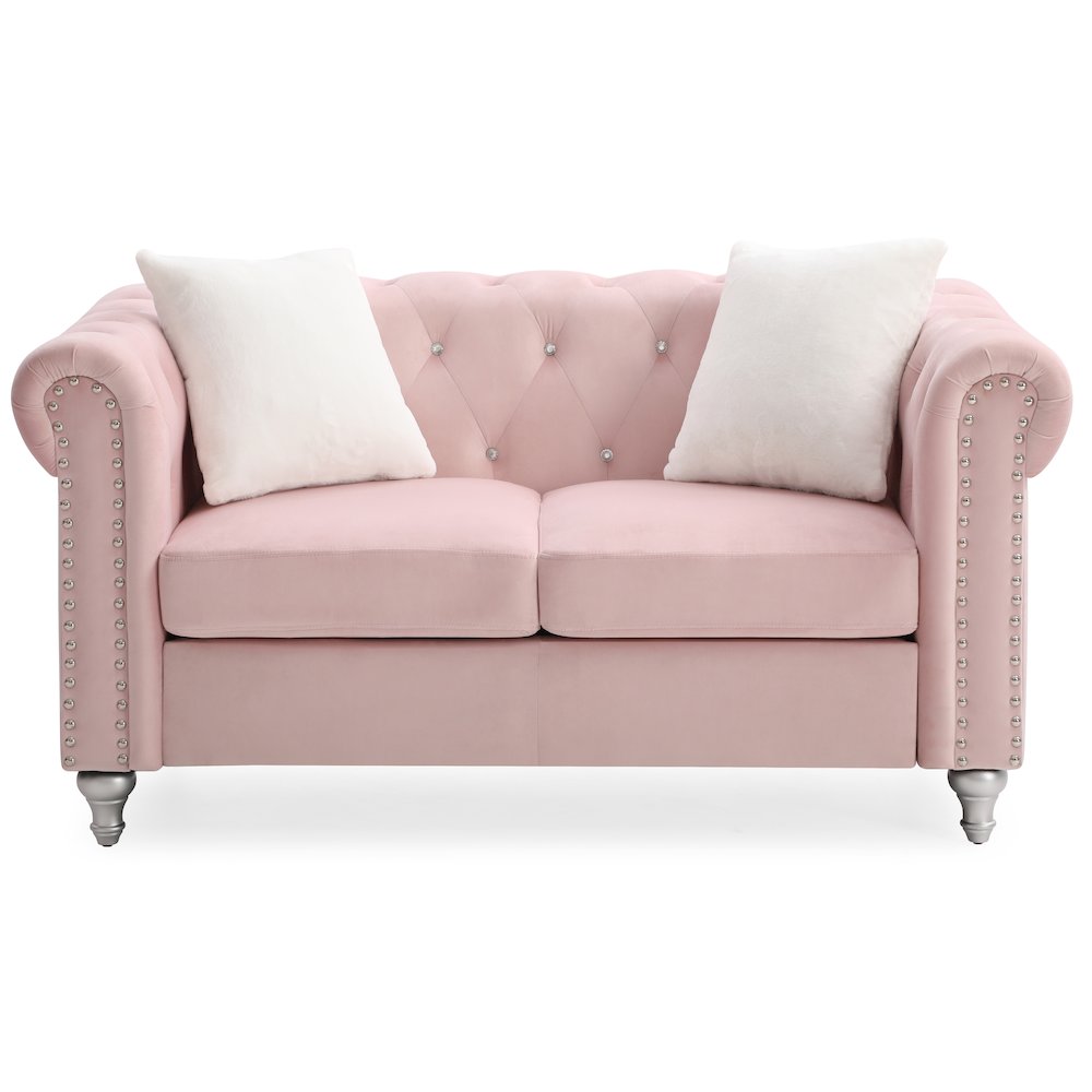 Glory Furniture Raisa Loveseat in Pink Color. Picture 3