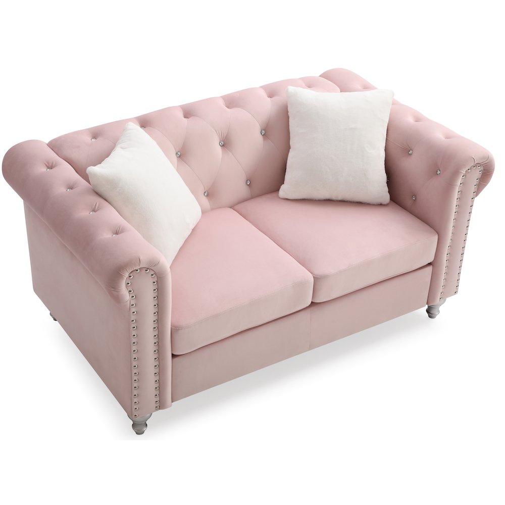 Glory Furniture Raisa Loveseat in Pink Color. Picture 4