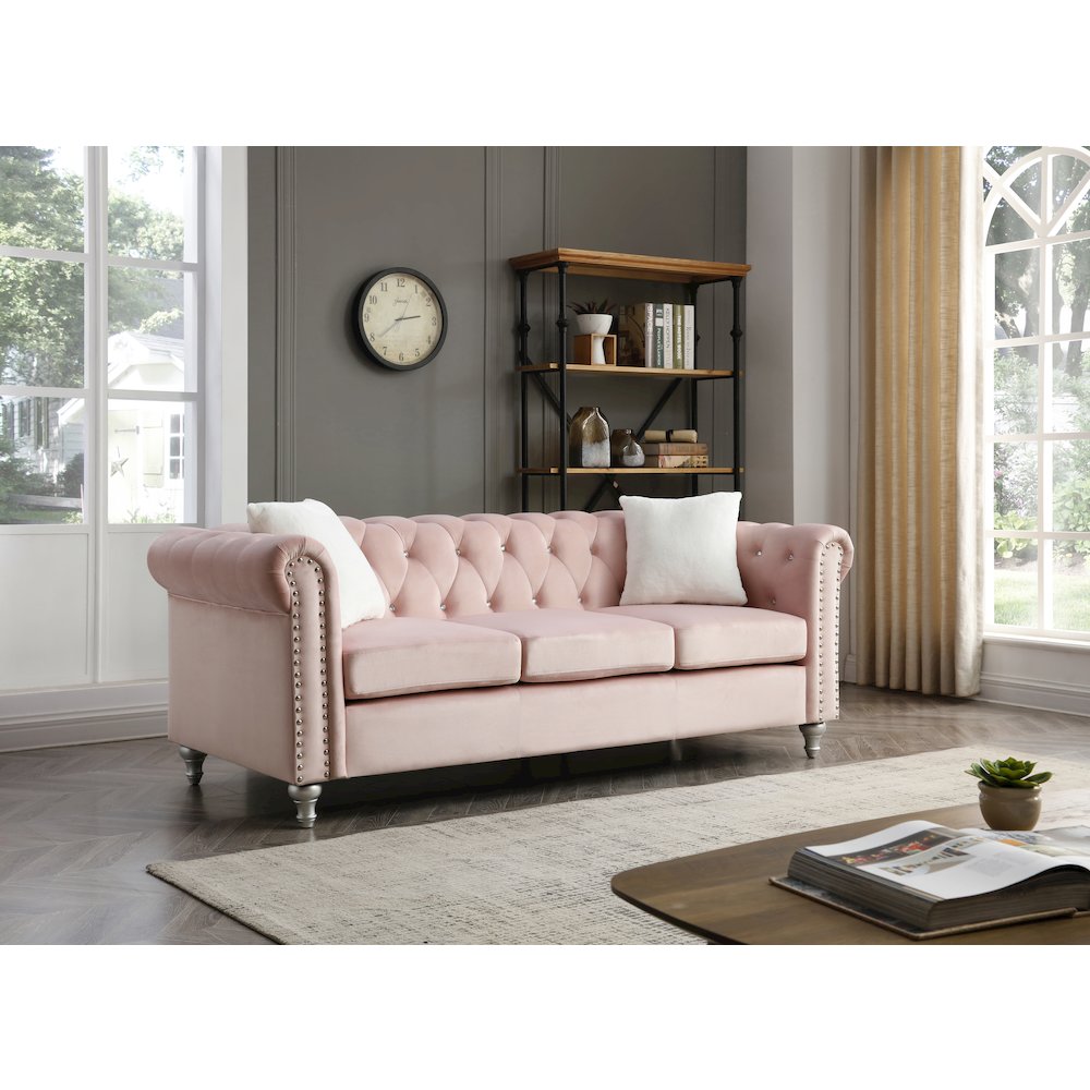 Glory Furniture Raisa Sofa in Pink Color. Picture 5