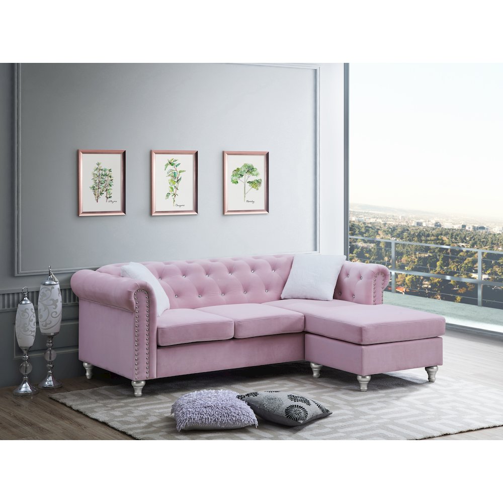 Glory Furniture Raisa Sofa Chaise in Pink Color. Picture 5