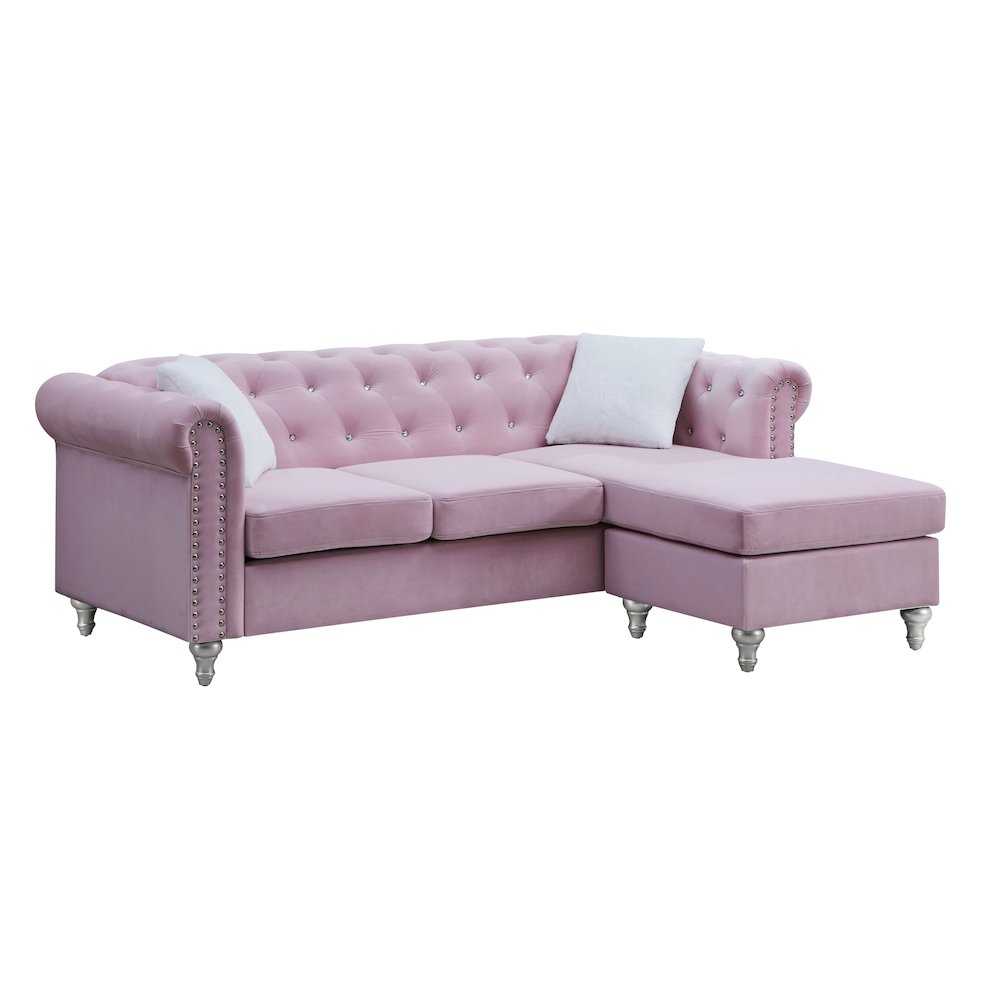 Glory Furniture Raisa Sofa Chaise in Pink Color. Picture 1