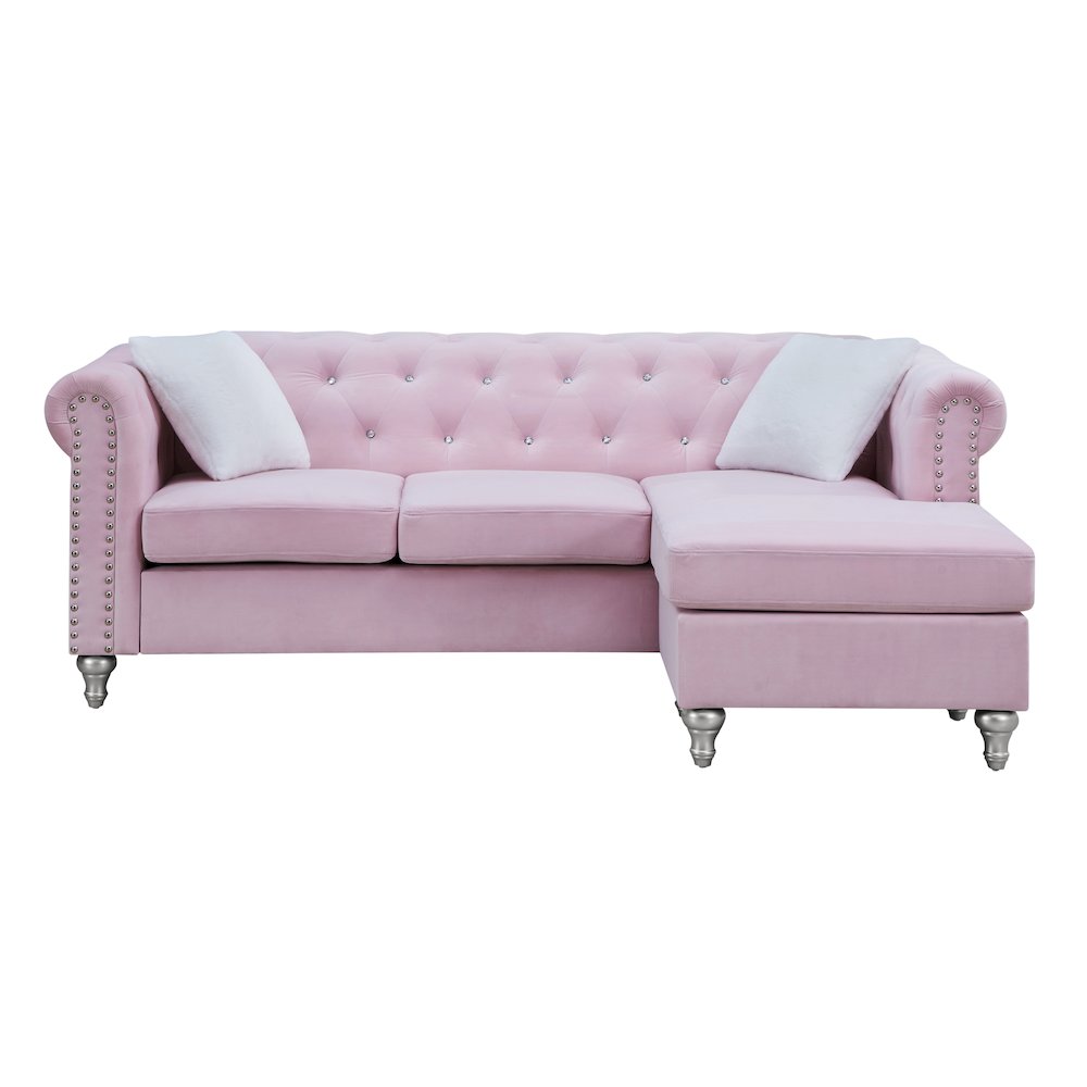 Glory Furniture Raisa Sofa Chaise in Pink Color. Picture 2