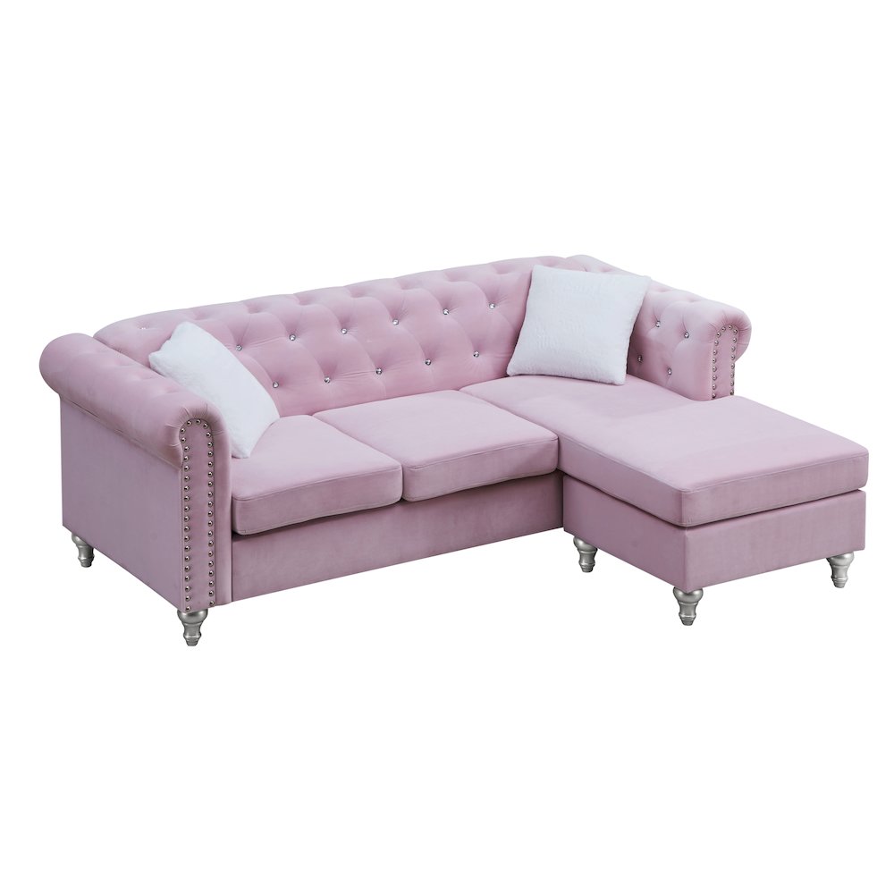 Glory Furniture Raisa Sofa Chaise in Pink Color. Picture 3