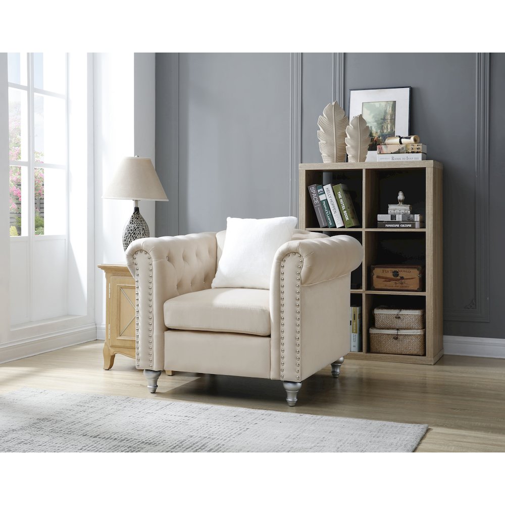 Glory Furniture Raisa Accent Chair in Beige Color. Picture 5