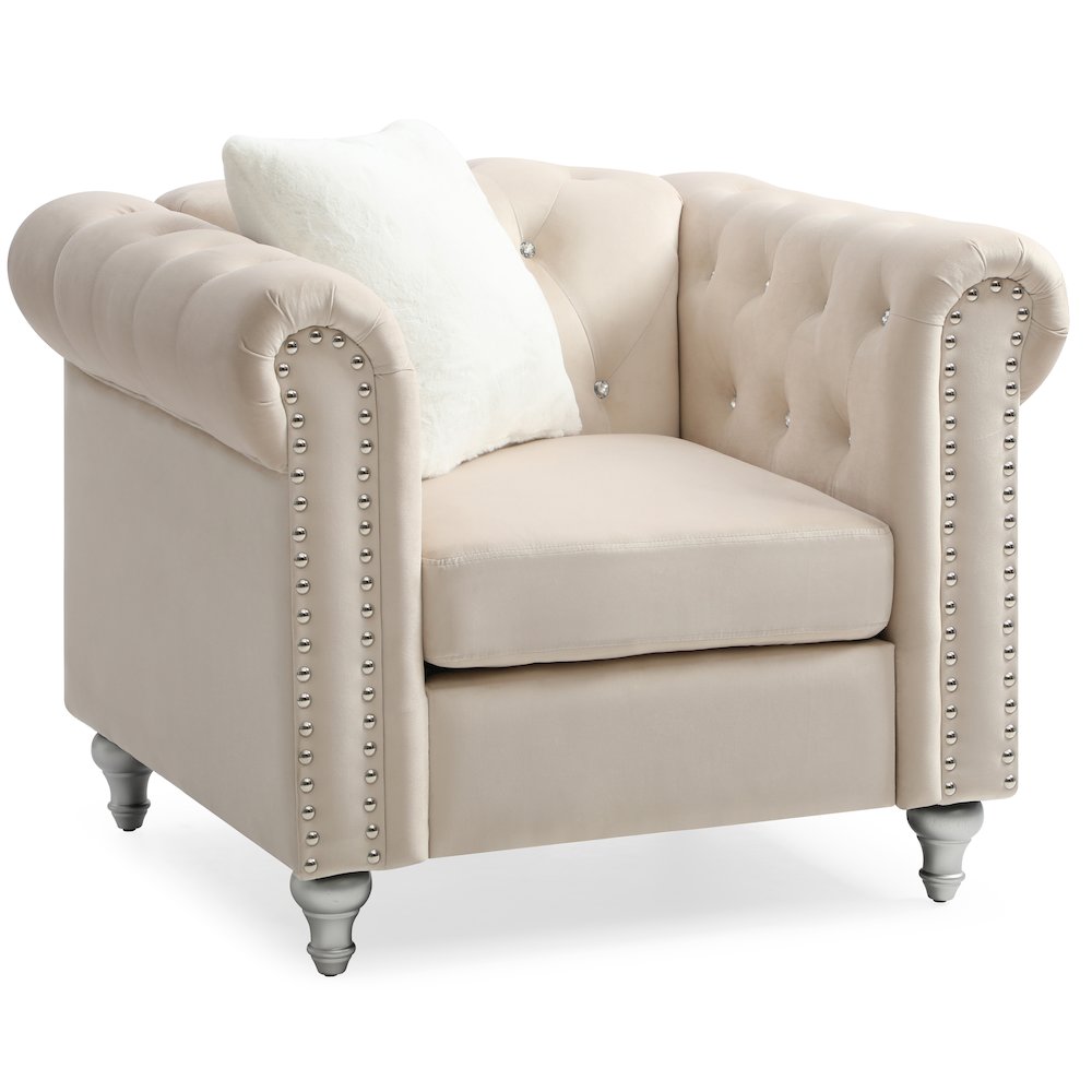 Glory Furniture Raisa Accent Chair in Beige Color. Picture 2