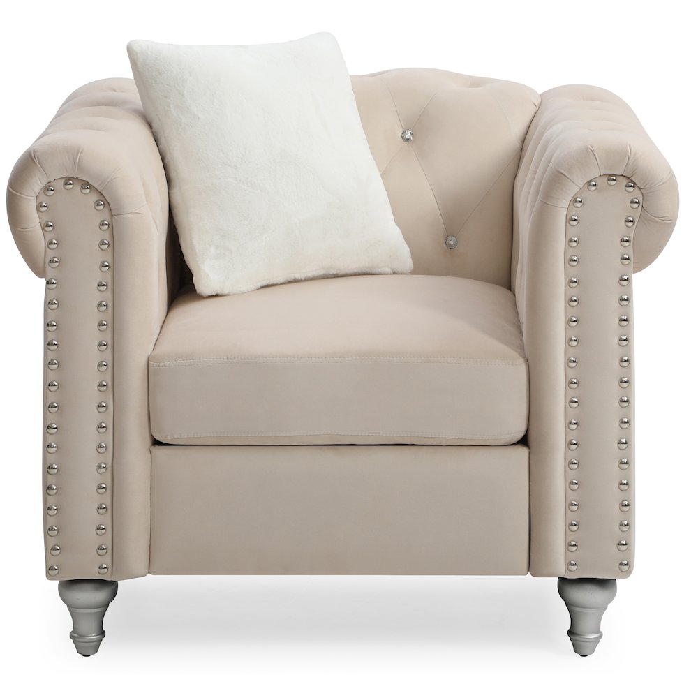 Glory Furniture Raisa Accent Chair in Beige Color. Picture 1