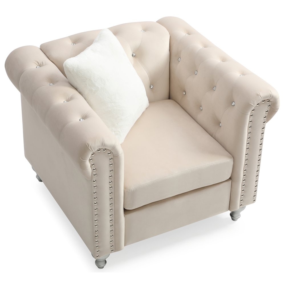 Glory Furniture Raisa Accent Chair in Beige Color. Picture 3
