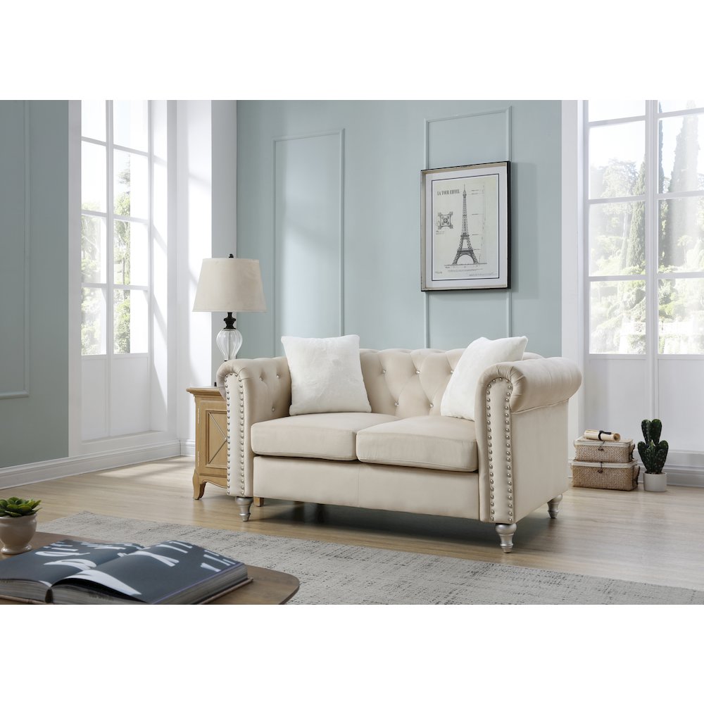 Glory Furniture Raisa Loveseat in Beige Color. Picture 5