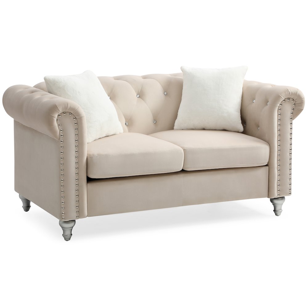 Glory Furniture Raisa Loveseat in Beige Color. Picture 1