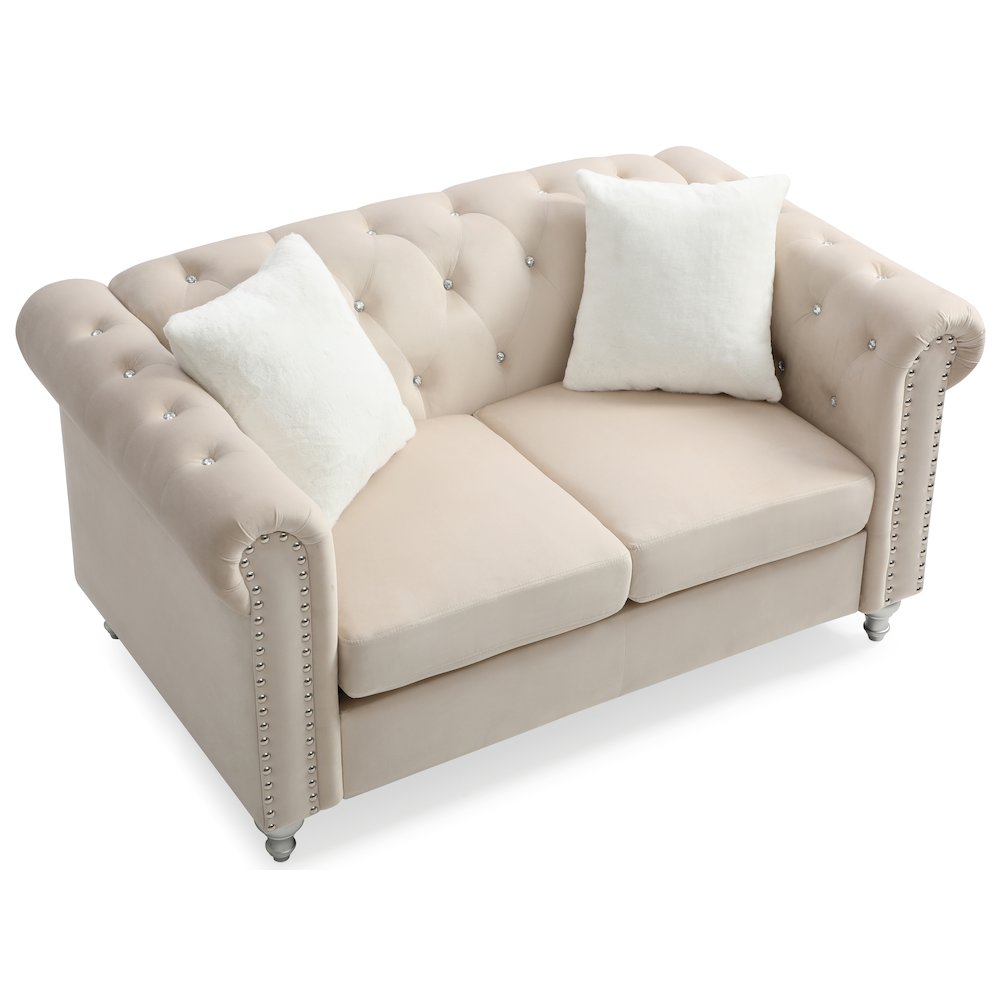 Glory Furniture Raisa Loveseat in Beige Color. Picture 3