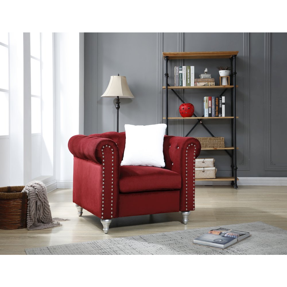 Glory Furniture Raisa Accent Chair in Burgundy Color. Picture 5