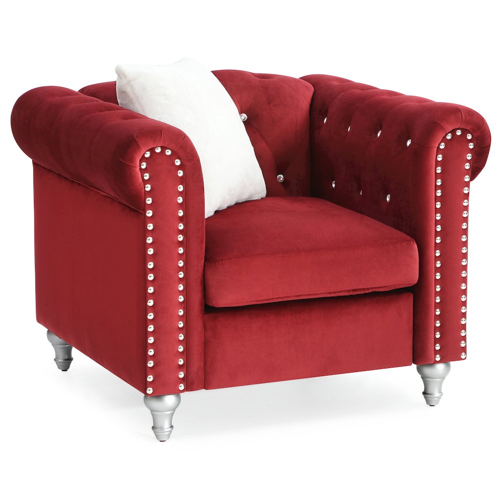 Glory Furniture Raisa Accent Chair in Burgundy Color. Picture 1