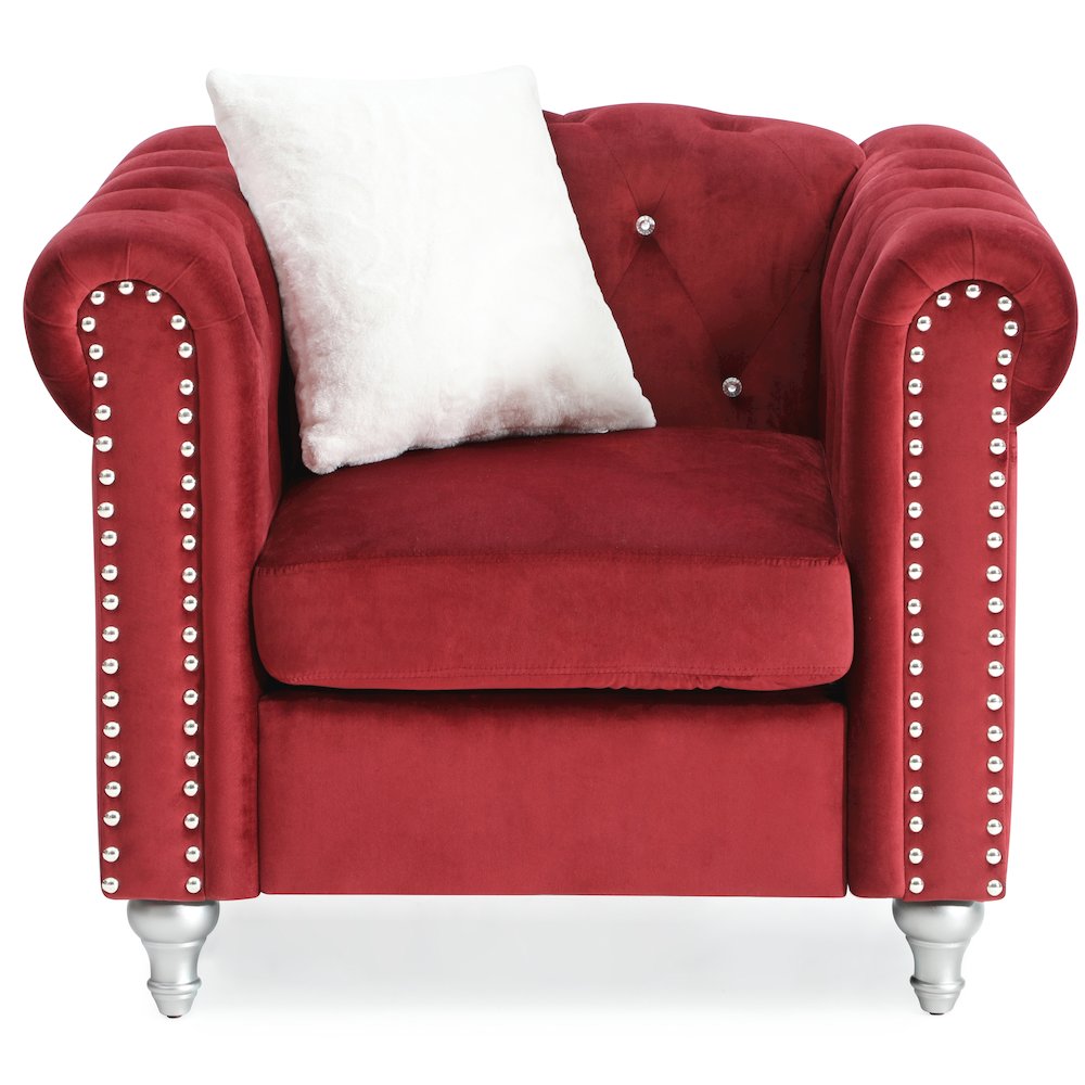 Glory Furniture Raisa Accent Chair in Burgundy Color. Picture 2