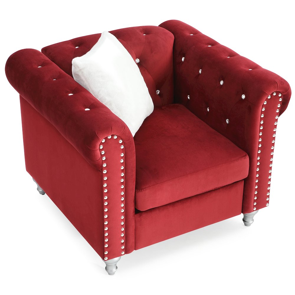 Glory Furniture Raisa Accent Chair in Burgundy Color. Picture 3