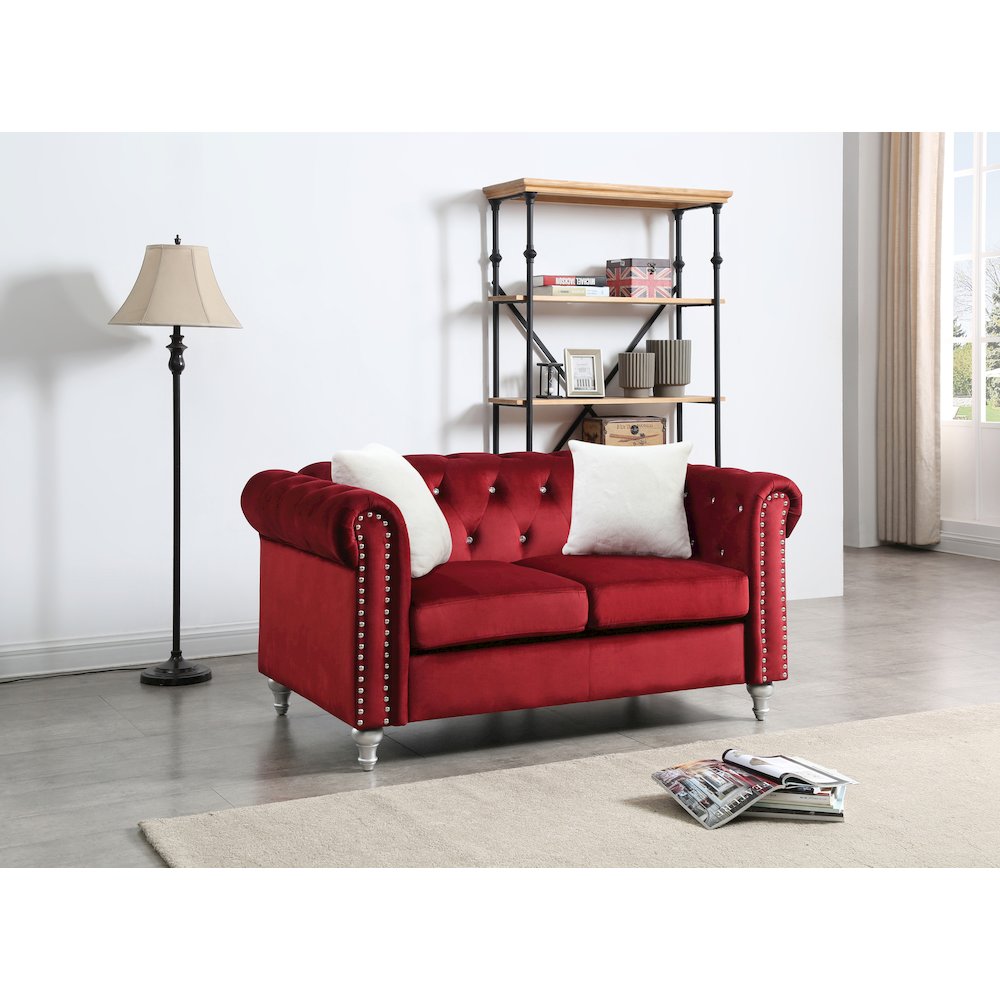 Glory Furniture Raisa Loveseat in Burgundy Color. Picture 5