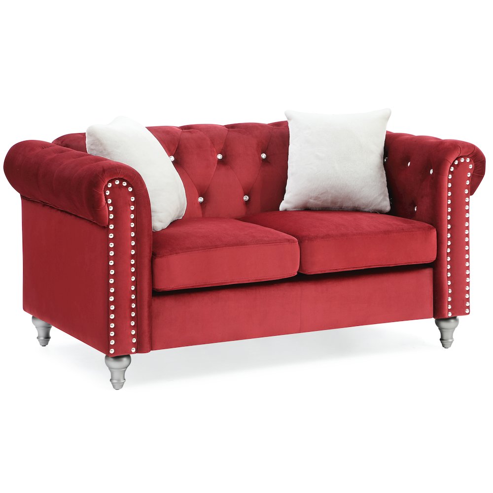 Glory Furniture Raisa Loveseat in Burgundy Color. Picture 1
